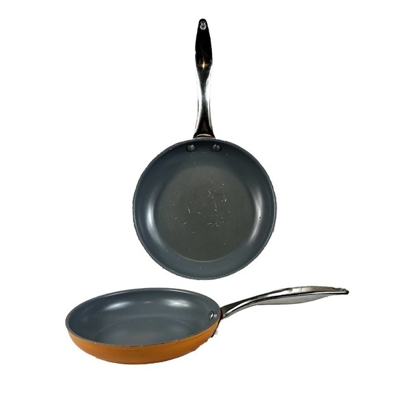 Pair (2) FIESTA Persimmon Cookware 10" & 8” Frying Pans Fiestaware Skillet Set - Picture 2 of 10